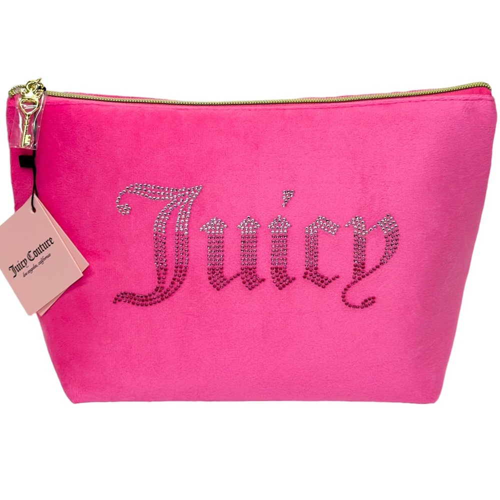 Juicy Couture Makeup Bag Velour Pink W Travel Toiletry Bottle